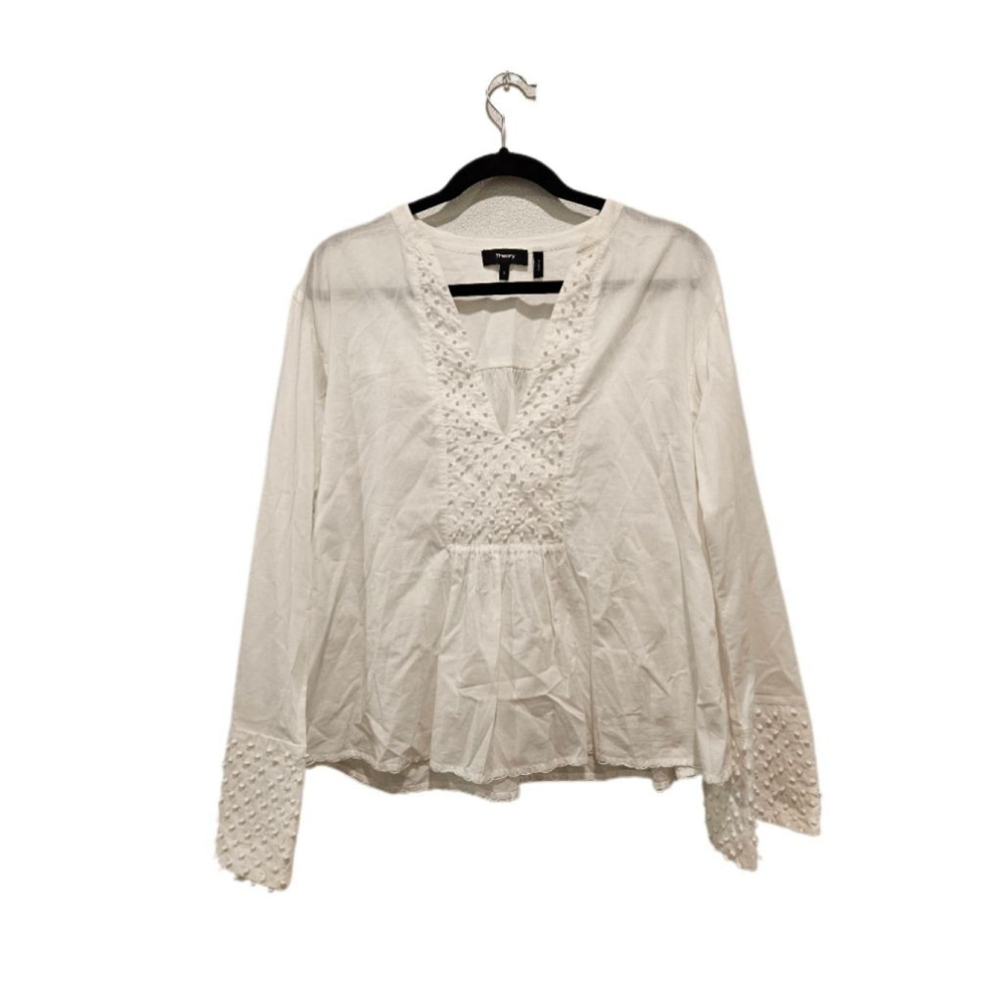 Women's Theory Matara White Blouse Size Small - Picture 2 of 7